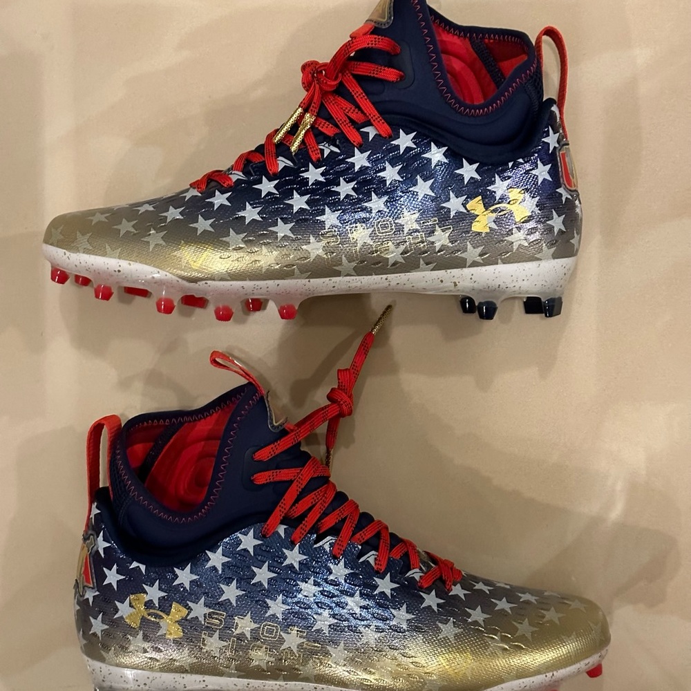 NEW Under Armour Spotlight Lux MC USA Blue Men’s Football Cleat 3025366-100 10.5